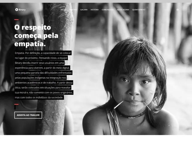 Página inicial do site Binary
